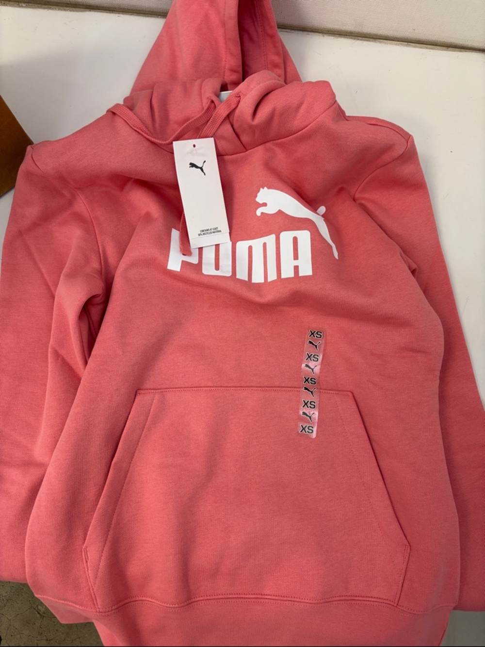 NWT!! Puma Pink Pullover Hoodie with White Logo - Picture 5 of 5